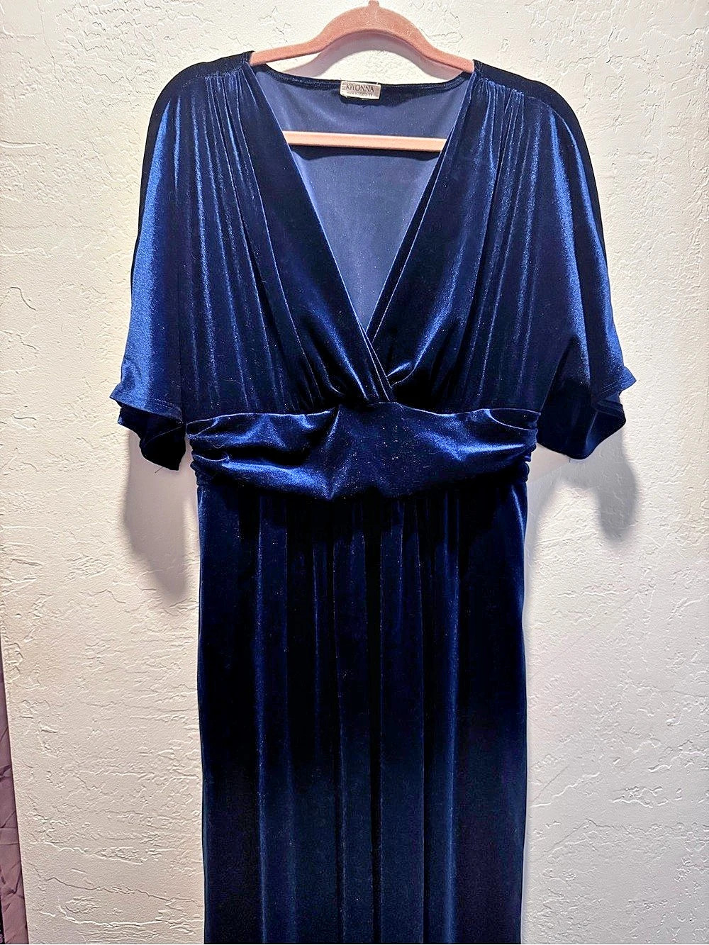 KIYONNA Maxi Velvet Dress in Blue Size Medium